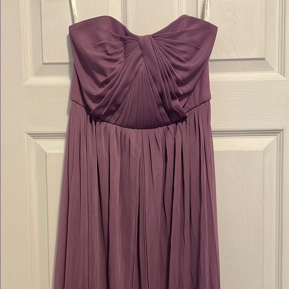 Elegant Purple Strapless bridesmaid Dress size 4 David’s bridal